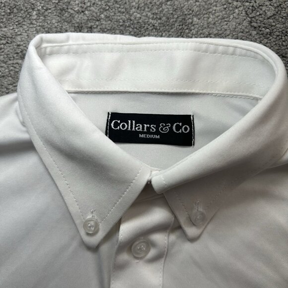 Collars & Co Shirt Mens Medium White Perfomance Golf Polo Lightweight Breathable - Picture 3 of 8